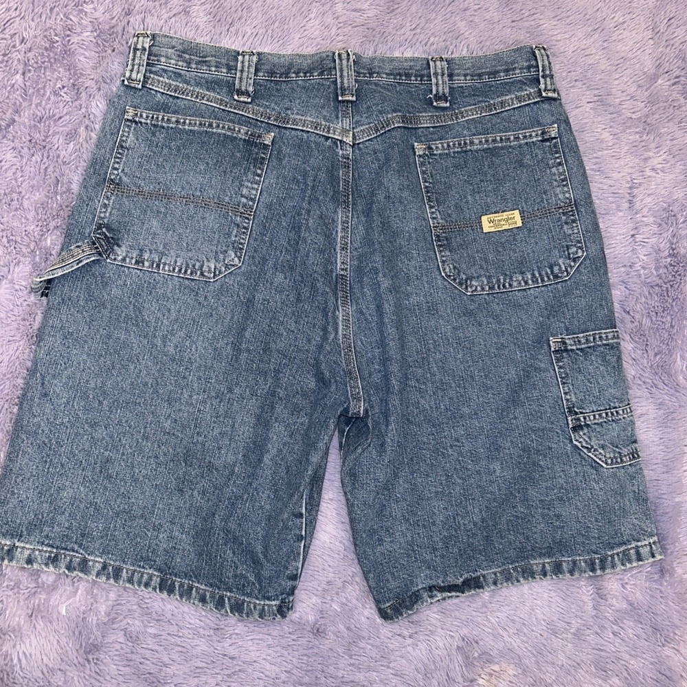 Vintage Wrangler Original Men Blue Denim Cargo Shorts Jean Jorts Cotton Size 38